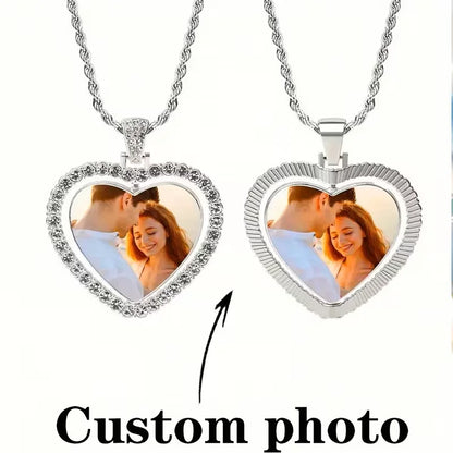 Double-Sided Customised Photo Necklace - Comes With a Personalised Hip-Hop Chain Pendant Customisable Photo Necklace