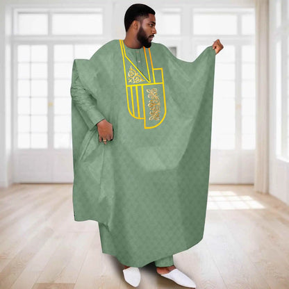 APTX African Clothes for Men Muslim Robe White Tradition Wedding Party Suit Shirt Pants 3 Pcs Set Dashiki Agbada Ramada 2516047