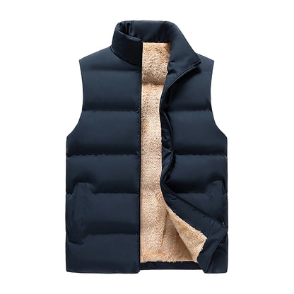 Winter Warm Vest Jacket Men Waistcoat Windbreaker Clothing New Vests Puffer Sleeveless Coats Mens Solid Color Down Vest Jacket