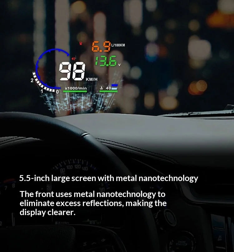 Head-up Display obdUniversal High-Definition Car Speed Projector Portable Car Display ScreenA8