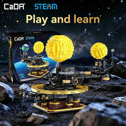 CaDA C71009W Earth Moon Sun Orrery Building Blocks Set/Astronomy Educational Toy/Rotatable Planetary Orbit Model/Kids Birthday
