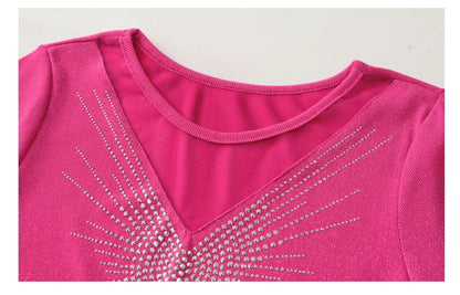 Sexy Hollow out Mesh Seven Quarter Sleeve Fashion Trend Summer T-Shirt Women Slimming Versatile Top Half Sleeve Small Shirt