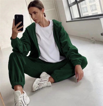 Women's 2-Piece Set Sportswear Hoodie Casual Leisure Suiting Comfortable Breathable Fashionable Winter Collection