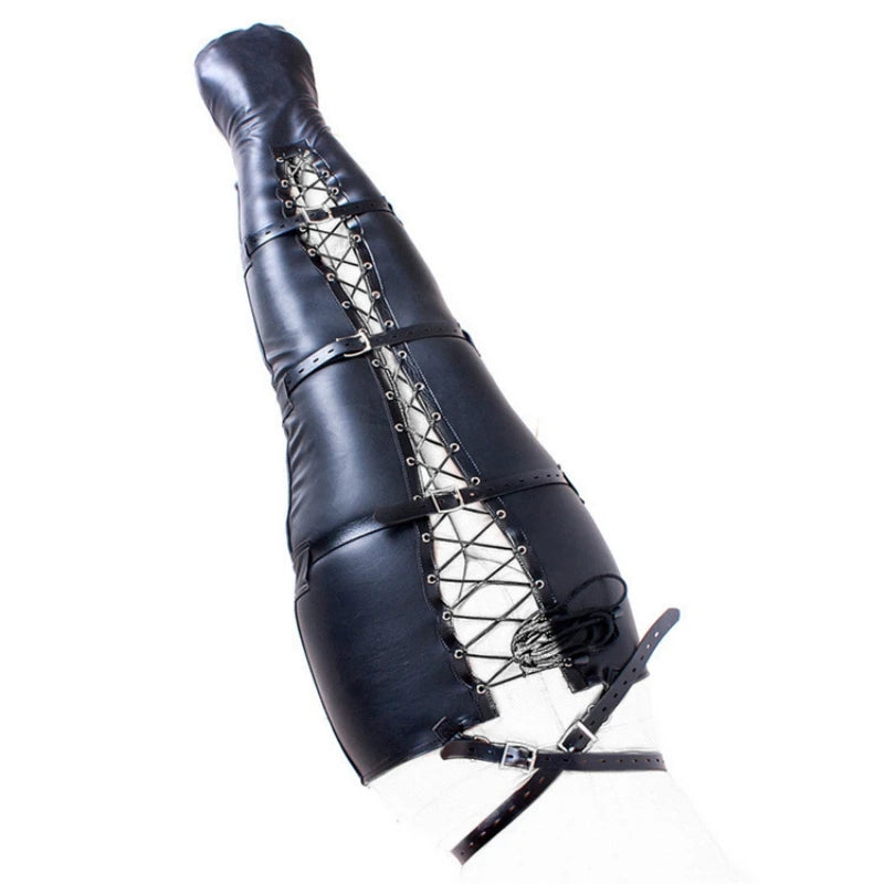 BDSM Mermaid Restraint Bag Leather Straitjacket Fetish Half Body Bondage Legging Binder Slave Ankle Cuff Binding Erotic Sex Tool