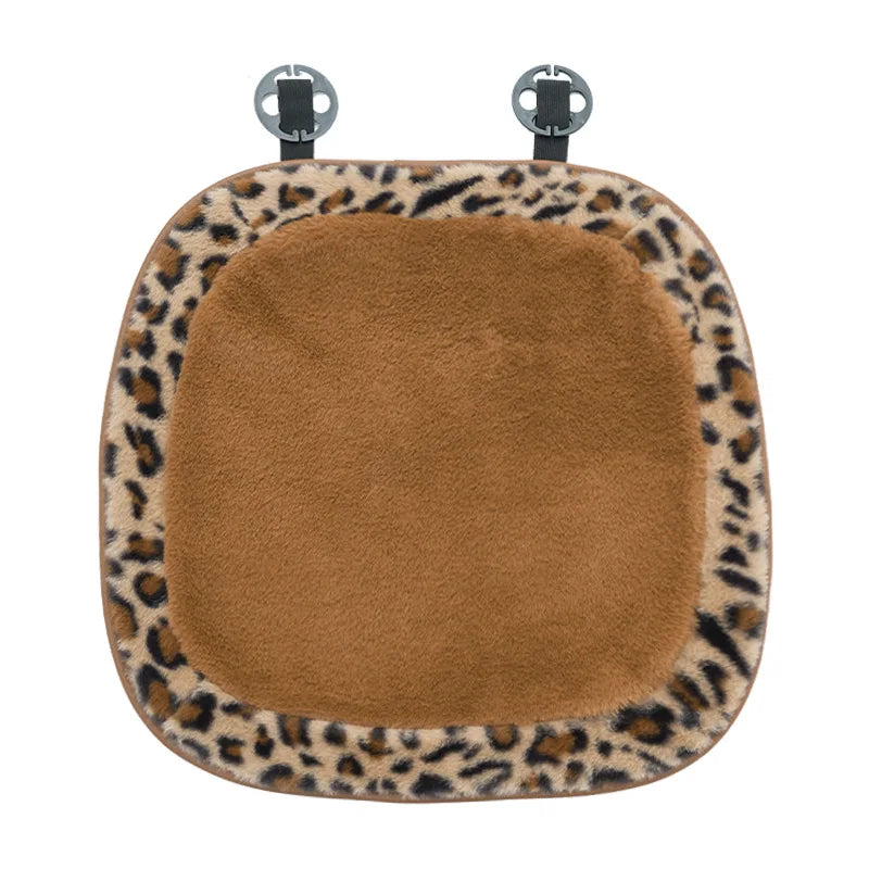 Fashion Leopard Print Car Seat Cover Soft Plush Leopard Steering Wheel Cover Winter Women Auto Interior Accessories Seat Pad