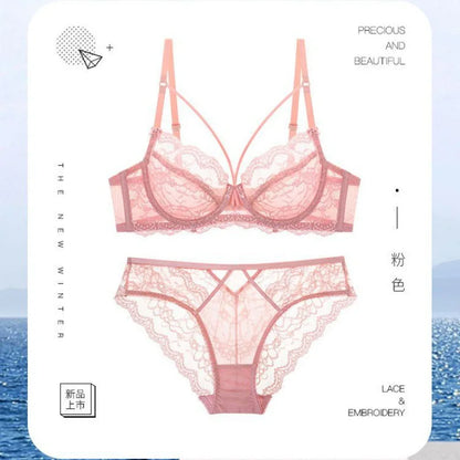 Sexy French Lace Bra Set, Minimizer for Large Bust Sheer See Through, Pure Desire Lingerie with Cutout, All Seasons Bestseller