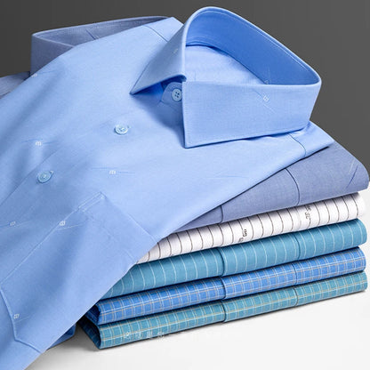 High Quality Men's Long Sleeve Business Casual Plaid Workwear Shirts Anti-Wrinkle Fashion Stripe Office Regular Slim Fit Blouses