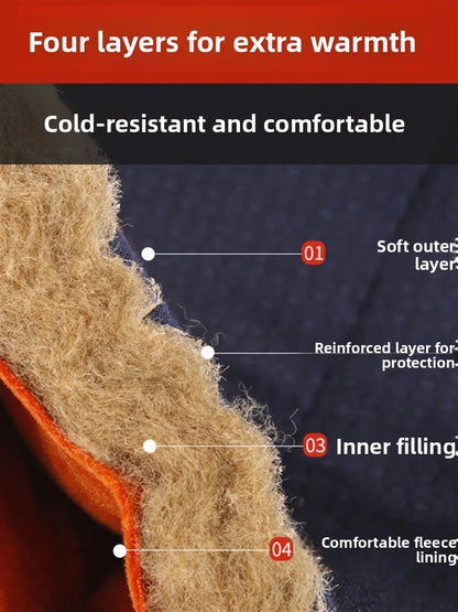 Thickened Camel down Cotton Pants for Men Winter Warm Trousers Elderly Men's Underwear Base Layer Polyester Fiber Casual