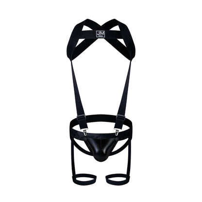 Detachable Split-type Sets Mens Strap Harness Bodysuit Black Leather Men Sexy G String Thong Jockstrap Leg Bondage Gay Underwear