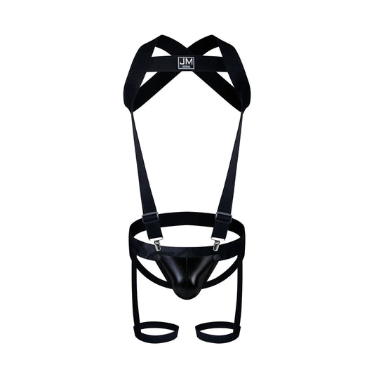 Detachable Split-type Sets Mens Strap Harness Bodysuit Black Leather Men Sexy G String Thong Jockstrap Leg Bondage Gay Underwear
