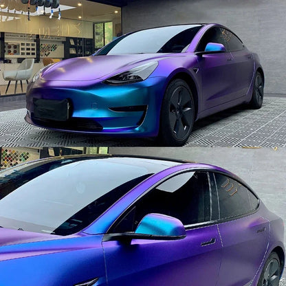 Car Diamond Chameleon Matte Purple Blue Car Vinyl Wrap Film Adhesive Color Change Motorcycle Sticker Accessories