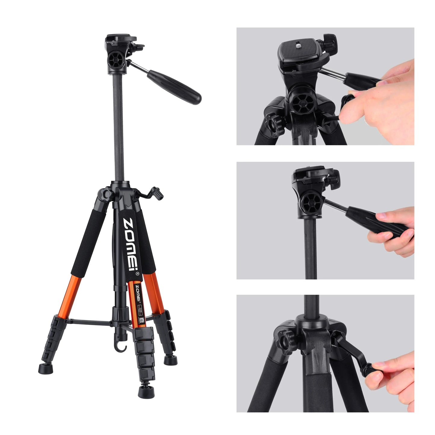 187cm/73.6in Tall Zomei Aluminum Alloy Portable Tripod for Camera DSLR Canon Nikon, 360 Degree Panorama Photography Phone Stand