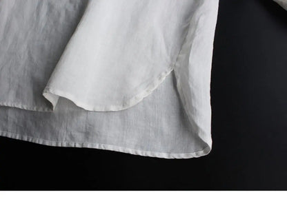 Retro Embroidered Cotton Linen Long Sleeve Women's Shirt Thin Top Large Size Cotton Linen Long Sleeve T-Shirt Commute Wear