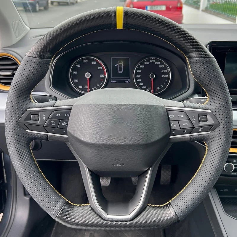 Nappa Leather Hand Stitched Steering Wheel Cover for Seat Leon Ibiza Fr Seat Fr Sport Cupra Ateca 2021-2023 Year for Seat Arona