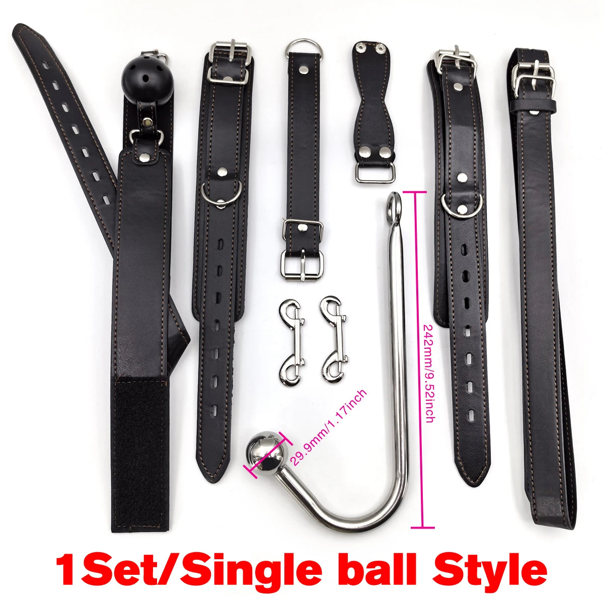 BDSM Anal Hook Leather Suit SM Anal Plug Handcuff Collar Restraint Butt Plug Adult Pleasure Sexual Wellness Adult Sex Toys