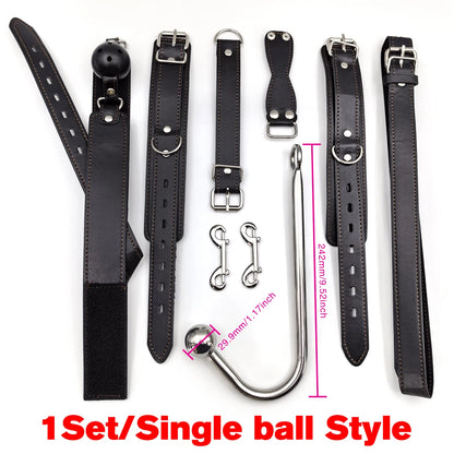BDSM Anal Hook Leather Suit SM Anal Plug Handcuff Collar Restraint Butt Plug Adult Pleasure Sexual Wellness Adult Sex Toys