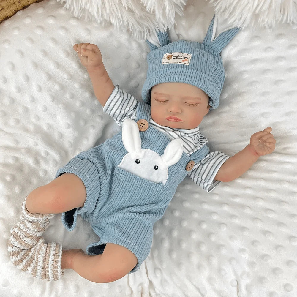 AONPENG Asleep Realistic Reborn Baby Doll 18inch 45cm, Cloth Body & 3D Skin, Fashion-Forward Birthday Gift for Girls