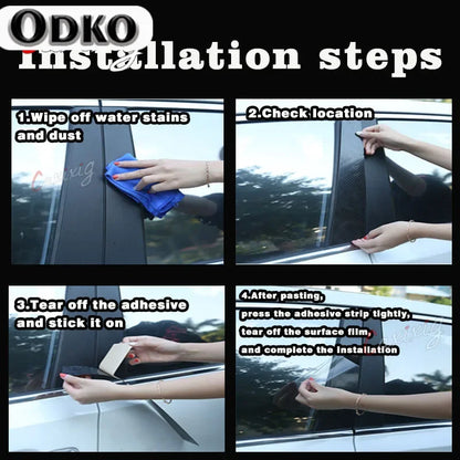 8Pcs Car Door Window Pillar Posts Trim Cover for Honda Civic 2012 2013 2014 2015 BC Column Sticker Accessories