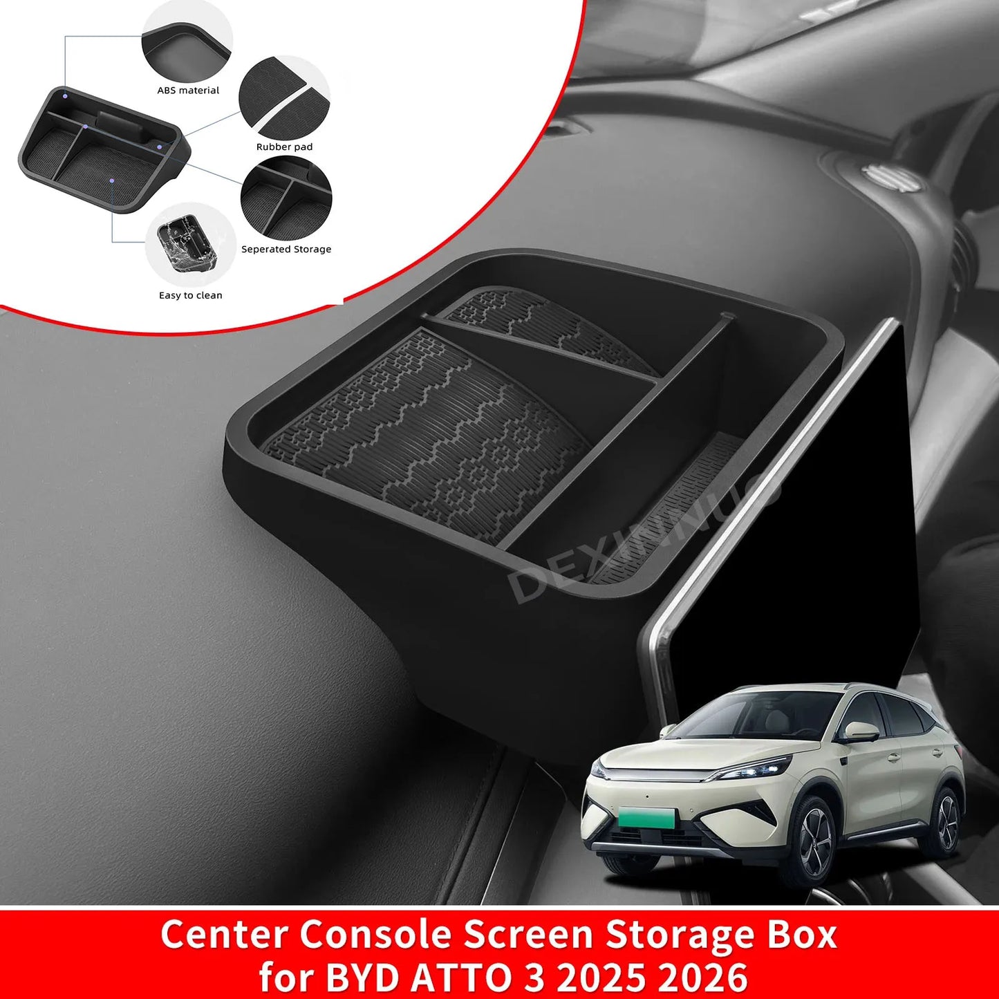 for BYD ATTO3 2025 2026 Car Dashboard Storage Tray Display Screen Rear Storage Box Tray Organizer Accessories