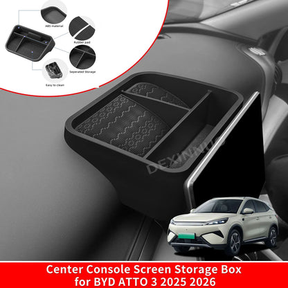 for BYD ATTO3 2025 2026 Car Dashboard Storage Tray Display Screen Rear Storage Box Tray Organizer Accessories