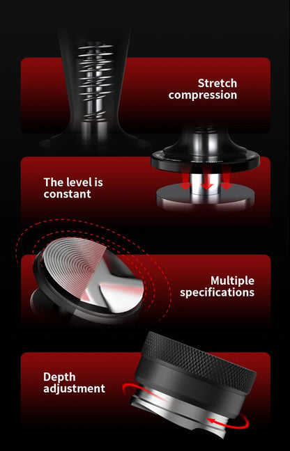 MHW-3BOMBER Coffee Tamper 51/53.35/58.35MM 2 Springs Espresso Tamper Stainless Steel Thread Base Home Barista Coffee Accessories