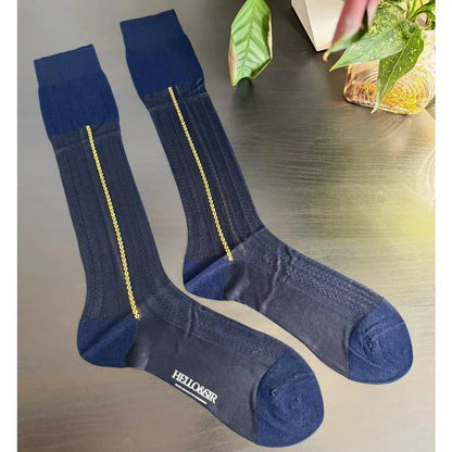 Men's Knee High Formal Socks Long Gentleman Stockings Soft Elastic Nylon Business Dress Socks for All Seasons Solid Color Party