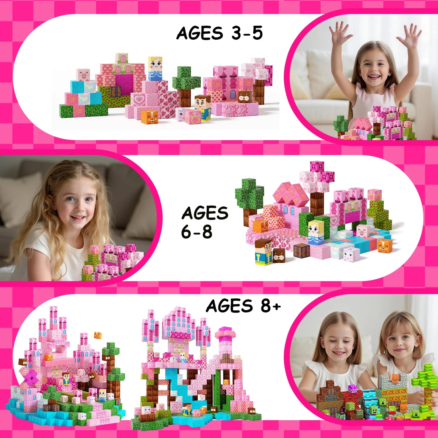 200PCS Light-Up Magnetic Tiles Building Blocks Set | STEM Montessori Glow in Dark Toys  | 3D Creative Construction Learning Toys