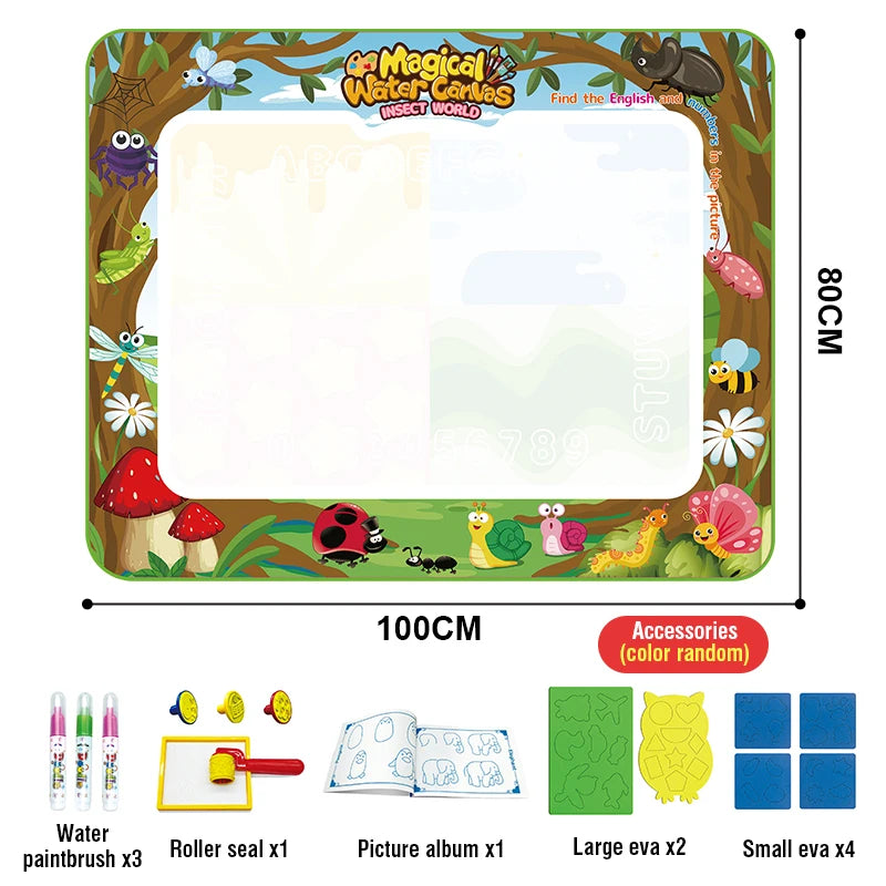 Large Water Doodle Mat for Toddlers Drawing Toy Tablets Painting Set with Colorful Graffiti Blanket Educational Games Children