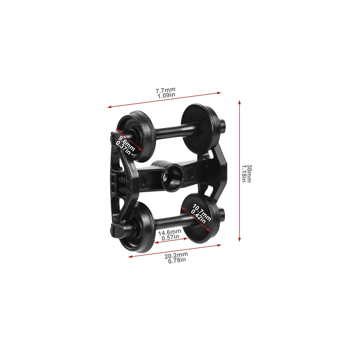 Evemodel HO Scale 1:87 Bearing Truck with 33" Plastic Wheels POM Bogies 2-Springs 12pcs/24pcs HP22BHO