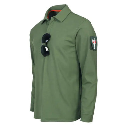 Men's Long Sleeve Tactical Training Shirt Outdoor Fitness Polo Shirt Spring Autumn Fitness Wear with Collar Army Style PT Shirt
