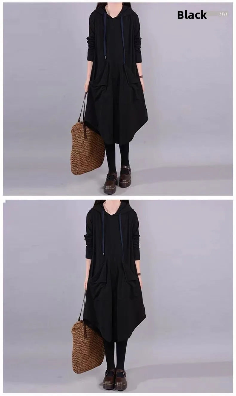 Casual Loose Long Sleeve Dress for Middle-Aged And Elderly Mothers Spring Autumn plus Size Women's Clothing Slimming Belly Co...