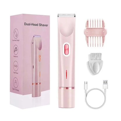 Electric Rerchargeable Lady Razor Double-Headed Waterproof Bikini Trimmer Shaver 2-In-1 Body And Facial Hair Removal Trimmer