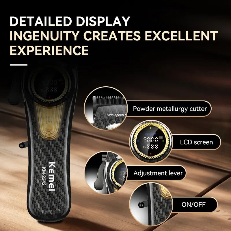 Kemei Rechargeable Hair Clippers kit Professional DLC Blade Electric Trimmer Men Barber Cordless Shaver KM-2242 KM-2351 KM-3209