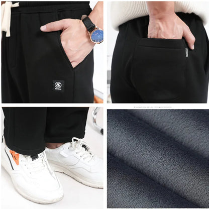 Tall Men 118CM Sports Sweatpants Winter Fleece Extra Long Straight Loose Ultralong Warm Pants Black Male Sweat Track Trousers