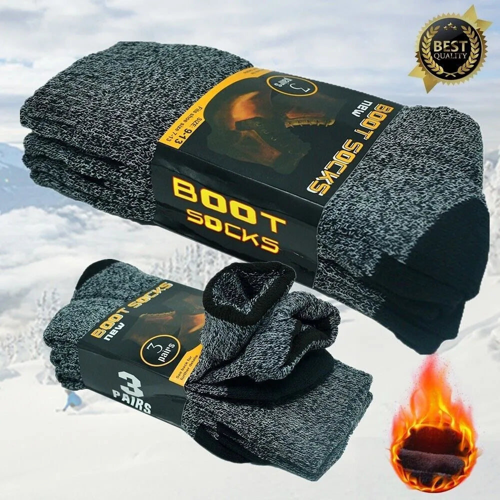 3-6 pairs of men's winter heavy-duty warm cotton boots and work socks