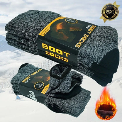 3-6 pairs of men's winter heavy-duty warm cotton boots and work socks