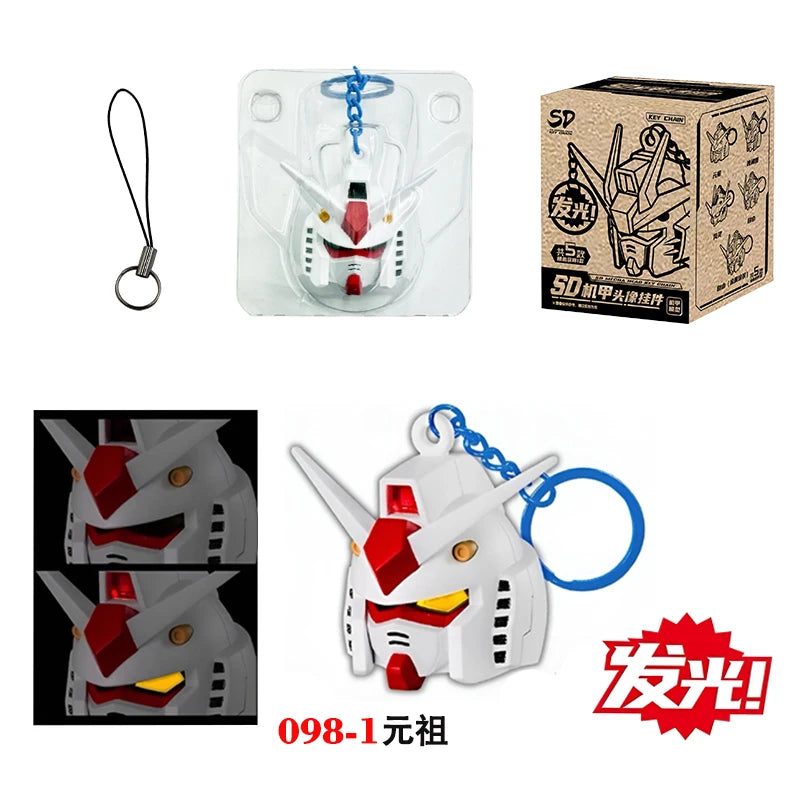SD Rx-78-2 Luminous Head Keychain Desktop Ornament Backpack Charm Pvc Model Collectible Anime Figure Trendy Toy Gift