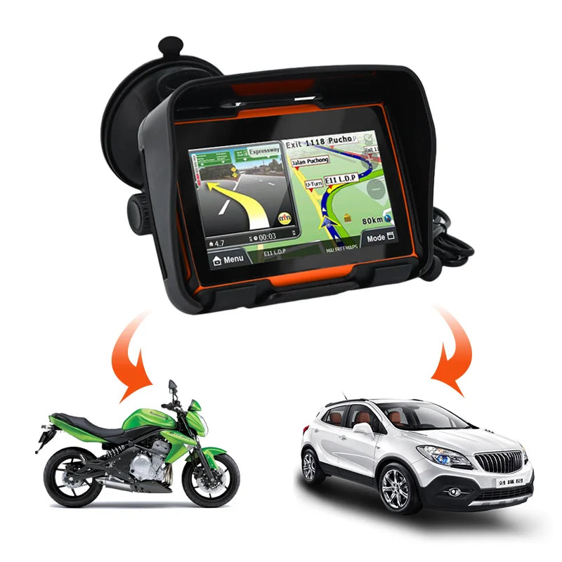 4.3 inch Motorcycle Car GPS Navigation IP67 Waterproof WINCE Bluetooth FM AVIN Built in 8GB Free iGo Map Newest