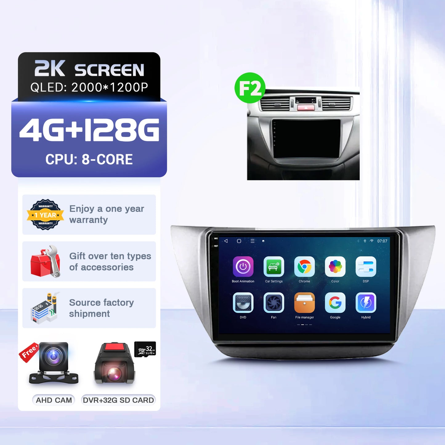 9" For Mitsubishi Lancer 9 CS 2000-2010 Car Radio 2K QLED Screen Android 16 Wireless BT Carplay Touch 4G WIFI