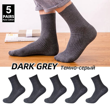HSS Brand 2026 New 85% Pure Cotton Men Socks Casual Business Stripe Deodorant Breathable Man Travel Winter Sock 5 Pairs / Lot