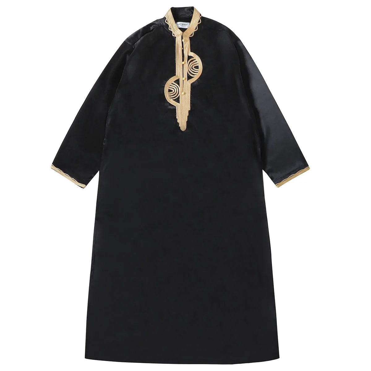 TH819 Men's Muslim Middle Eastern Men Long Sleeves Stand Collar Silk Emboridery Robe Male Ramadan Eid Jubba Thobe