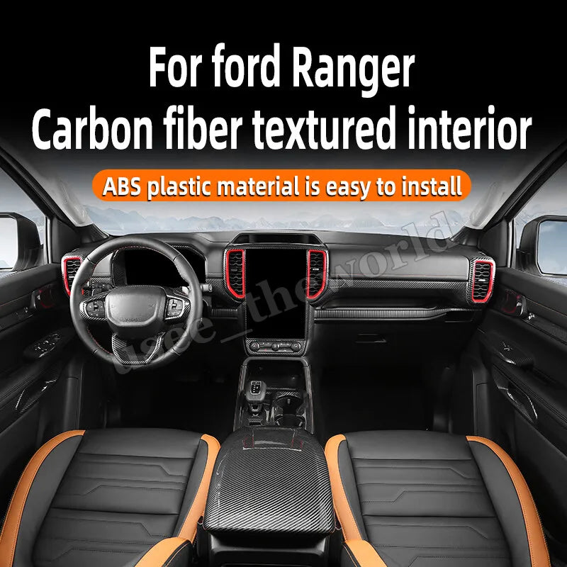 Fit for Ford Ranger 2024 2025 Interior Protection Sticker Carbon Fiber Grain Gear Shift Panel Cover Trim