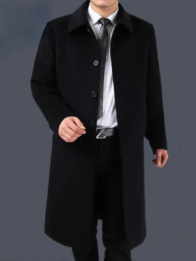 Autumn Winter 85% Cashmere Coat Men's Knee Long Woolen Jacket Business Casual Large Size Clothes Men Clothing Loose Warm Top 6XL