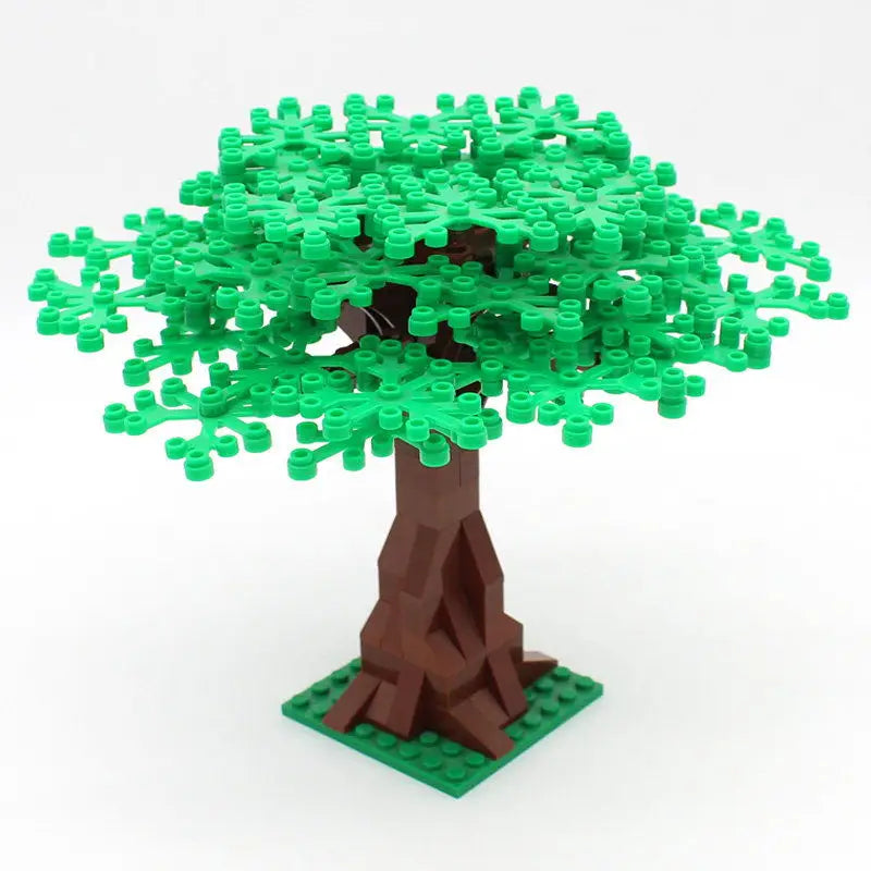 MOC Plant & Tree Parts: Green Grass, Pine Trees, Leaf Flowers & City Building Bricks Accessories - Assemble Blocks Kit
