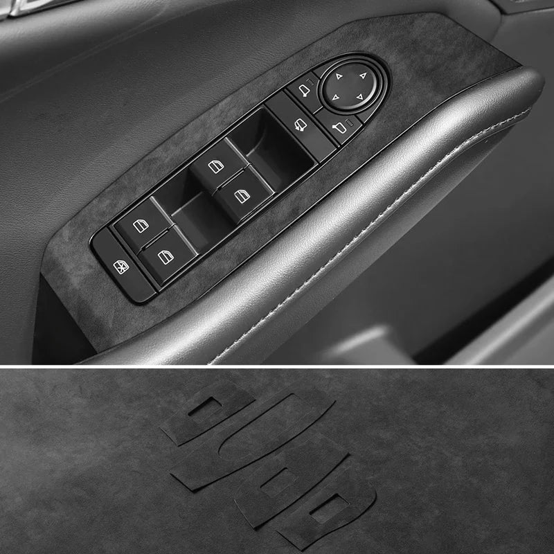 For Mazda 3 Axela Car Window Switch Lifter Control Panel Trim Frame Sticker Car Interior Tuning Accessories Made of Alcantara