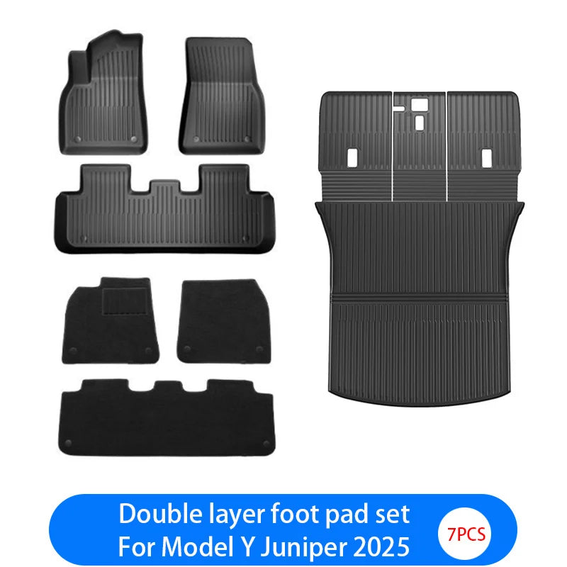 For New Tesla Model Y Launch 2026+ Juniper 2026+ TPE Floor Mats & Cargo Liner, All Weather Trunk Mats Floor Liner Backrest Mats