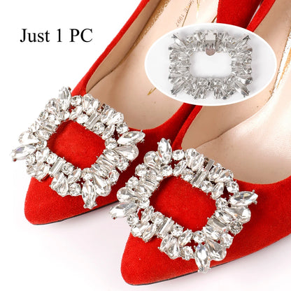 1PC Shiny Shoes Clips Crystal Wedding Bride Shoes Decoration Women High Heel Charms Rhinestones Buckle Shoes Accessories
