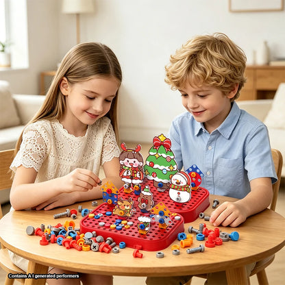 Christmas Pretend Repair Toolbox Children DIY Assembling Electric Drill Screwdriver Toy Kit Educational Toy Kid Birthday Gifts