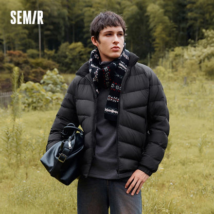 Semir Down Jacket Men Three-Resistant Outerwear Lightweight Thin Down Liner Stand Collar Top 2025 New Winter Warm Men's Clothing