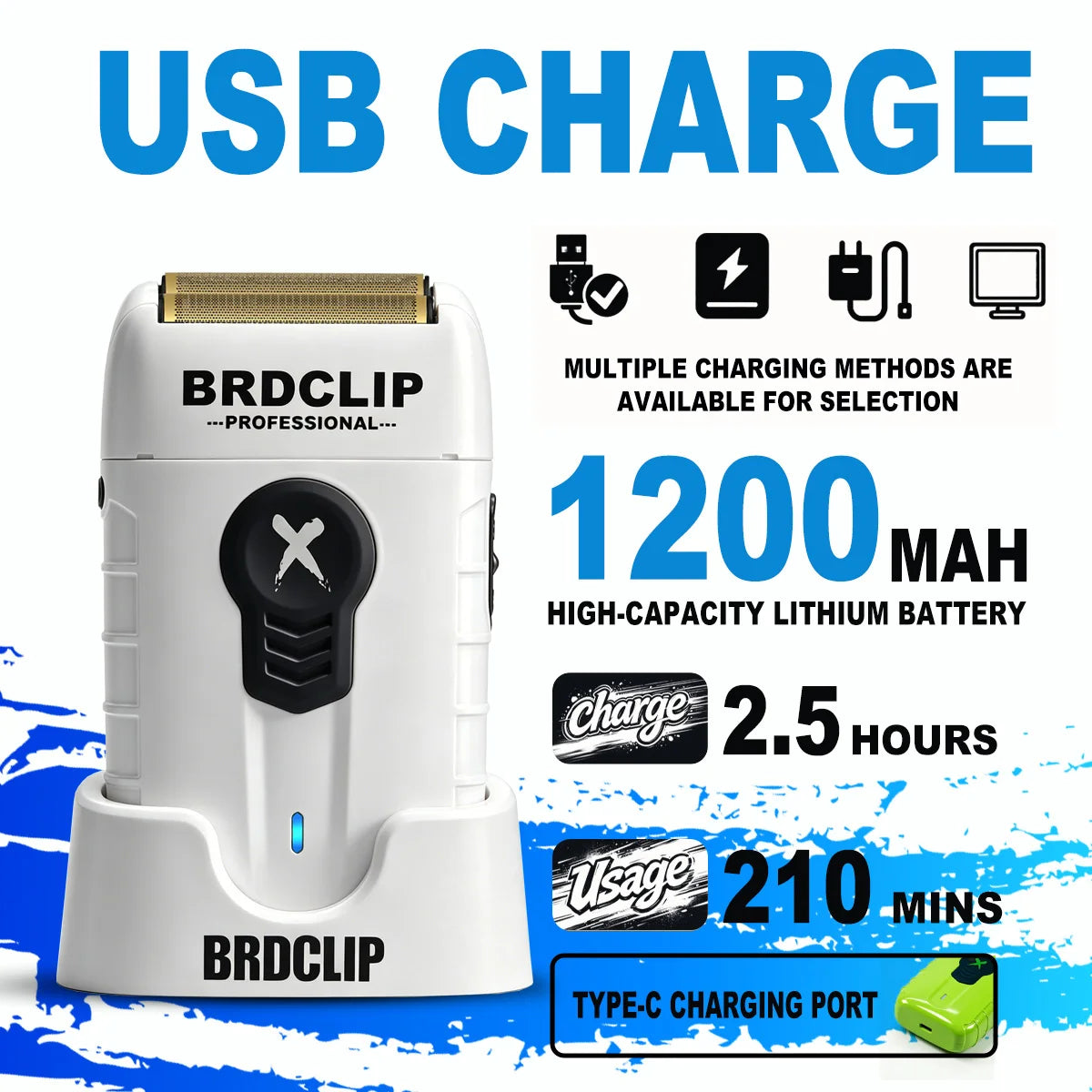 Professional Cordless Barber White Kit For Men Hair Clipper 7500RPM  Electric Hair Trimmer 7700RPM X Series Shaver 8000RPM With